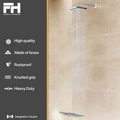 Shower Foot Rest, Corner Shower Bar for Shaving Legs, Wall Mounted Hotel Shower Foot Ledge, Brass Bar Bathroom Foot Step (Polished Chrome)