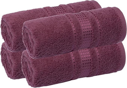Melissa Linen, Fingertip Towels 4 Pack, 100% Turkish Cotton, Small Hand Towels for Body and Face, 12 x 18 in, Soft and Absorbent, Quick Dry, (Dark Reddish-Purple Fingertip Towels)