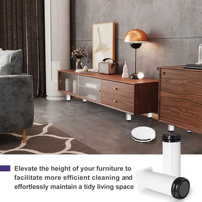 7 Inch Metal Furniture Legs Stainless Steel Adjustable Legs White Metal Legs Round Cabinet Legs for Coffee Table Cabinet Desk Sofa Shelves, Pack of 4
