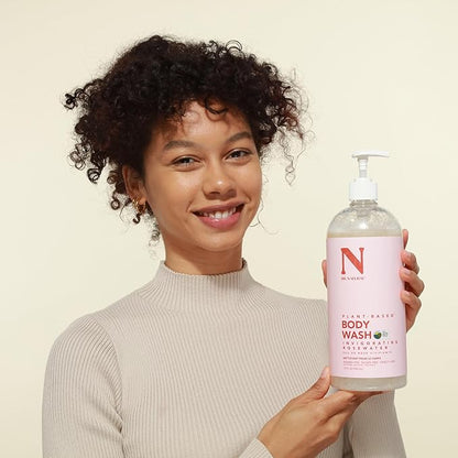Dr. Natural Invigorating Rosewater Body Wash - Dry Skin Moisturizing Natural Body Wash with Shea Butter and Coconut Oil - For Family and Pets - 32 oz