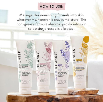 The Honest Company 2-in-1 Cleansing Shampoo and Body Wash Face Lotion Bundle Gentle for Baby Naturally Derived Lavender Calm 18.5 fl oz