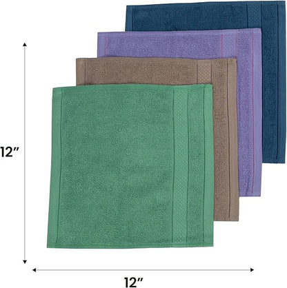Casa Lino Face Towels & Body Wash Cloths for Showering - 100% Cotton Wash Cloths for Bathroom - Highly Absorbent & Quick Drying Washcloth Set - Cotton Washcloths 24 Pack (12" x 12") - (Multicolor II)
