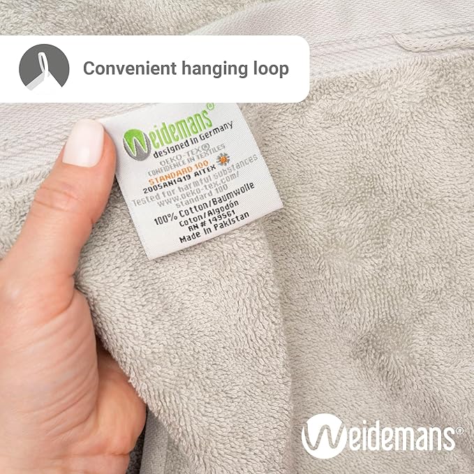 100% Cotton Washcloths Set 13” x 13” | Silver Towels | Set of 12 Ultra Soft and Highly Absorbent Washcloths Sets for Bathroom, Gym, Hotel, Spa | Machine Washable Face Towel