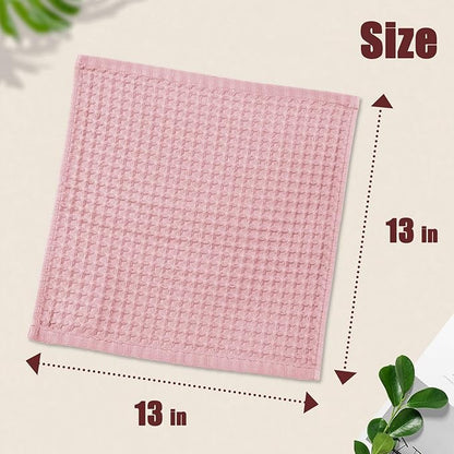 Cleanbear Waffle Wash Cloths Set of 12, Cotton Washcloths for Body and Face, 13” x 13”, 6 Assorted Colors
