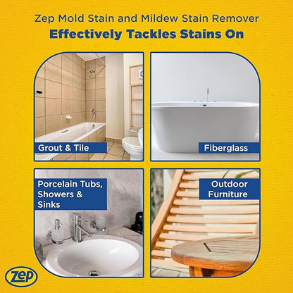 Zep Mold Stain and Mildew Stain Remover - 32 oz (Pack of 12) - ZUMILDEW32 - Experience the Power of our Professional Strength No-Scrub Formula