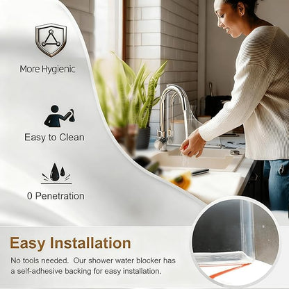 Shower Splash Guard Set, Waterproof Self-Adhesive Shower Corner Splash Panels for Bathtubs and Sinks Prevents water from splashing outside the shower or bathtub 2-Piece Set (7.28 x 8.07 inches)