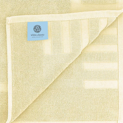 White Classic Luxury Bath Mat Floor Towel Set - Absorbent Cotton Hotel Spa Shower/Bathtub Mats [Not a Bathroom Rug] 22"x34" | 2 Pack | Beige