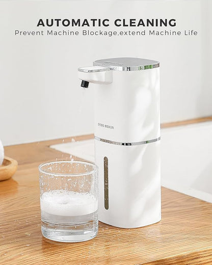 2 Pack Automatic Liquid Soap Dispenser, 12.8oz Rechargeable, Adjustable Liquid Levels, IPX5 Waterproof, Touchless & Wall/Tabletop Use for Kitchen Bathroom, White