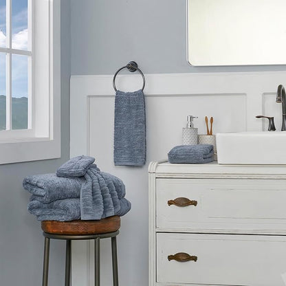 SKL Home CloudSoft Cotton Luxury 6-Piece Towel Set, Smoke Blue