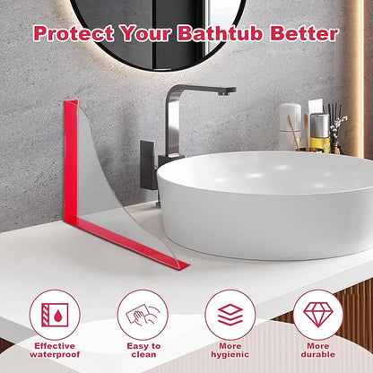 4-Pack Clear Acrylic Shower Splash Guards – Self-Adhesive Waterproof Corner Guards for Bathtub, Kitchen, or Sink (8.67” x 7.56”)