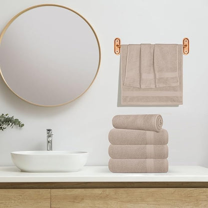 GLAMBURG Ultra Soft 6-Piece Hand Towel Set 16x28-100% Ringspun Cotton - Durable & Highly Absorbent Hand Towels - Ideal for use in Bathroom, Kitchen, Gym, Spa & General Cleaning - Tan