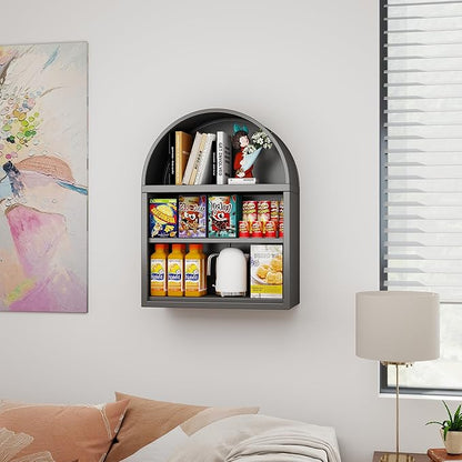 Metal Arched Wall Cabinet,Black Bathroom Wall Mounted Cupboard,Modern Arched Storage Cabinet with Adjustable Shelf,Space Saver Wall Cabinet,Requires Assembly
