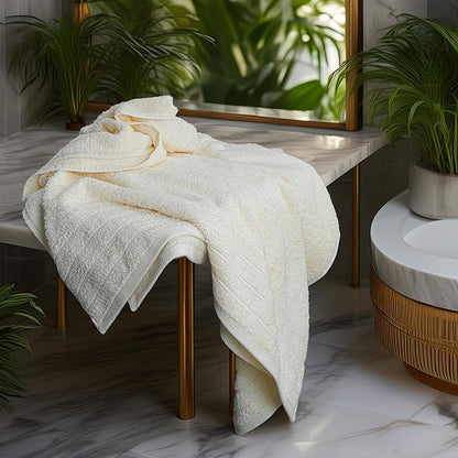 Tens Towels Pack of 4 Extra Large Bath Towels 30 x 60 Inches, 100% Cotton, Larger & Lighter Weight, Quicker to Dry, Super Soft and Absorbent, Perfect for Bathroom, Cream
