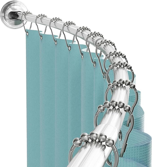 Zenna Home Curved Shower Curtain Rod, No Drill, 50-72 Inch Adjustable Tension Shower Rod for Bathroom, Rustproof, 1-Inch Diameter, Non Slip, Easy Install, Adds Space in Shower, Chrome
