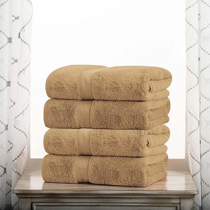 BNM Egyptian Cotton Heavyweight Towels, Ideal For Bathroom, Shower, Spa, 800 GSM Bath Towels, Highly-Absorbent, Luxury Bathroom Essentials, Ultra-Soft Plush Home Basics, Bath Towel Set of 4, Toast