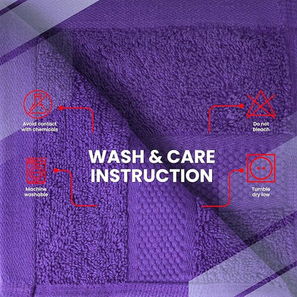 Infinitee Xclusives Luxury Wash Cloths for Showering [13x13] – 100% Cotton Washcloths [Pack of 4], Soft and Absorbent Face Towels for Bathroom Wash Clothes, Gym, and Spa (Profound Purple)