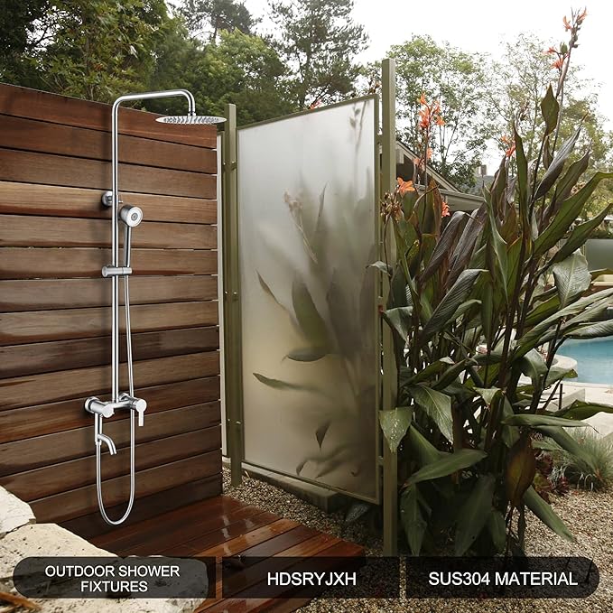 Shower Faucet - Shower Faucets Sets Complete, Shower System - Outdoor Shower Kit/Outdoor Shower Fixtures W/ SS304 Shower Head with 3 modes Handheld, Brushed Nickel