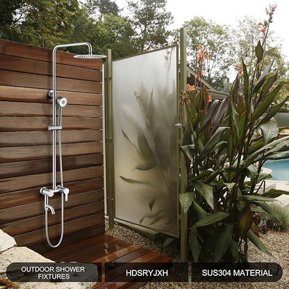 Shower Faucet - Shower Faucets Sets Complete, Shower System - Outdoor Shower Kit/Outdoor Shower Fixtures W/ SS304 Shower Head with 3 modes Handheld, Brushed Nickel