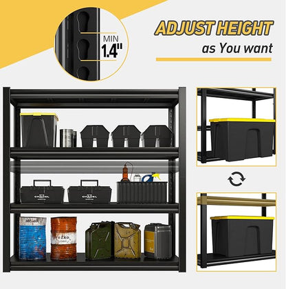 Raybee 40" W Garage Shelving Heavy Duty Storage Shelves 56.9" H Metal Shelving Heavy Duty Load 1600LBS Adjustable Metal Shelves for Storage for Pantry Kitchen 40" W x 19.1" D x 56.9" H 3 Pack