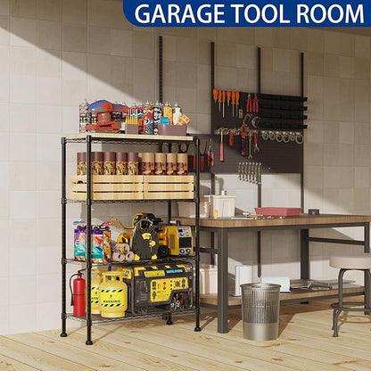 REGILLER 4-Wire Shelving Metal Storage Rack Adjustable Shelves,Standing Storage Shelf Units for Laundry Bathroom Kitchen Pantry Closet(Black,14.1" D x 30" W x 54" H)