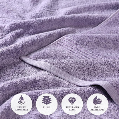 Superior Egyptian Cotton Bath Towel Set, Home Bathroom Towels, Master, Guest Bath, Decor Essentials, Quick Dry, Absorbent, Large Body Towels, Spa, Hotel, Resort, Adult, Kids, Set of 2, Royal Purple