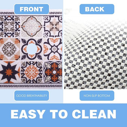Square Shower Mat 23x23 Inch Non-Slip with Drain Hole, Shower Floor Mats for Bathroom, PVC Loofah Stall Mat, Secure Boho Bath Mats