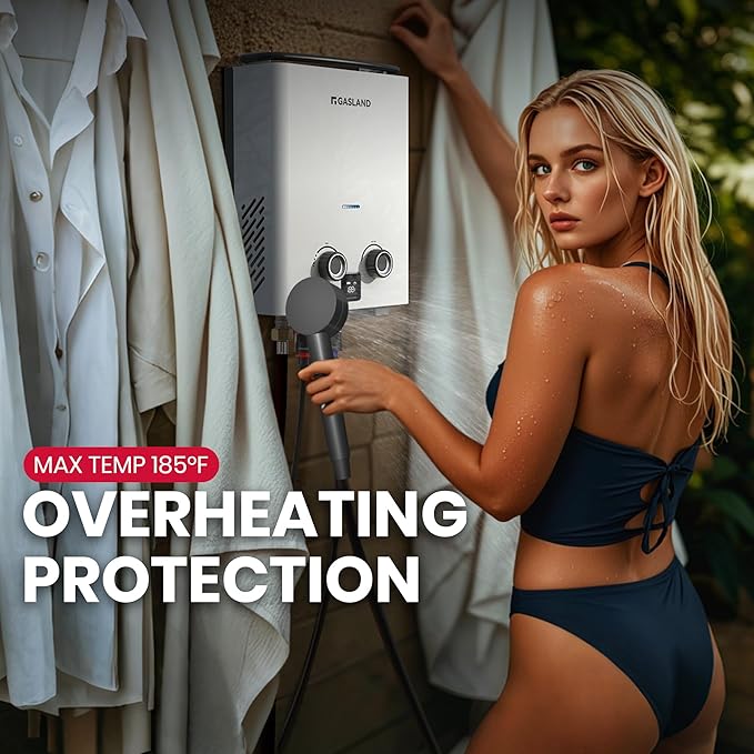 GASLAND Goshower G5 Pro Portable Propane Tankless Water Heater – 1.32 GPM, 34,000 BTU, With Water Pump & Strainer, Ultra-Slim 5L for Camping, Off-Grid, Outdoor Shower