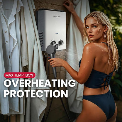 GASLAND Goshower G5 Pro Portable Propane Tankless Water Heater – 1.32 GPM, 34,000 BTU, With Water Pump & Strainer, Ultra-Slim 5L for Camping, Off-Grid, Outdoor Shower