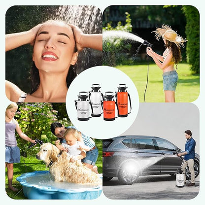 2.1 Gallon/8L Portable Shower–10 Spray Modes, Nylon Insulated Sleeve & No Electric Needed, Beach Shower for Surfing, Travel & Hiking, Portable Water Sprayer, White