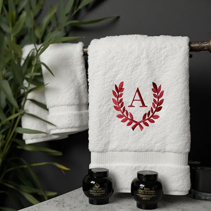 Decorative and Monogrammed Hand Towels for Bathroom Kitchen Makeup | Personalized Gift for Wedding-Bridal | Roman Font Custom Luxury Turkish Towel | Spa Collection, Oversized, 16 X 30 Inch, Set of 2