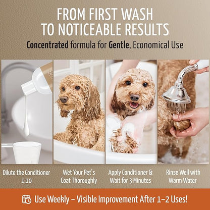 Tauro Pro Line Dog Conditioner for Allergies and Itching - Soothes & Hydrates Dry, Itchy, or Allergy-Prone Skin, Gentle Pet Conditioner for Dogs, Cat & Puppy (Derma Care 13.5 Fl Oz)