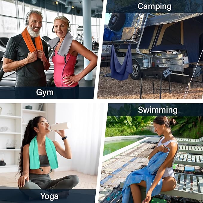 APEXUP Microfiber Travel Towel, Ultra Absorbent Quick Dry Towels, Lightweight Gym Sports Camping Towel for Workout, Yoga, Beach, Shower, Swimming (24"×12", Orange)