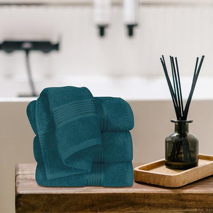 Belizzi Home Ultra Soft Cotton 6 -Piece Hand Towel Set 16x24, Ideal for use in Bathroom, Kitchen, Gym, Spa - Compact, Eco-Friendly, Lightweight - Multi Purpose Hand Towels - Teal