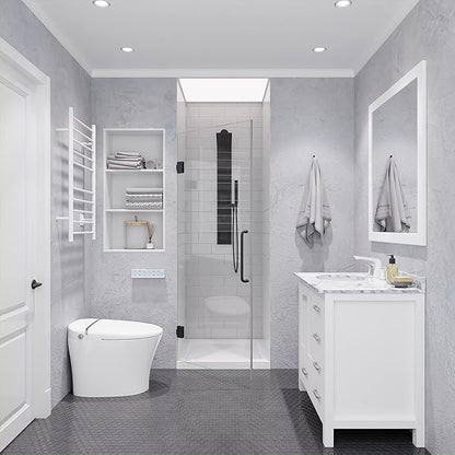 ANZZI 70" x 24" Frameless Shower Door in Gun Metal Black, Passion Water Repellent Glass Shower Door with Seal Strip Parts and Handle, 5/16 Glass Hinged Shower Door with Handle (SD-AZ09-01GB)