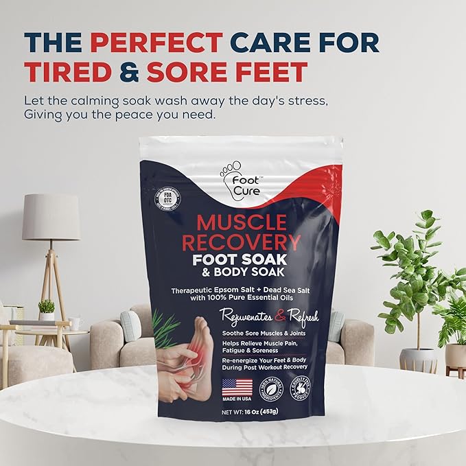 FOOT CURE Foot Soak with Epsom Salts – All-Natural Blend for Relaxing Foot Care – Softens Calluses & Refreshes Feet – Invigorating Scent, Spa Pedicure – 16 oz (Pack of 1)