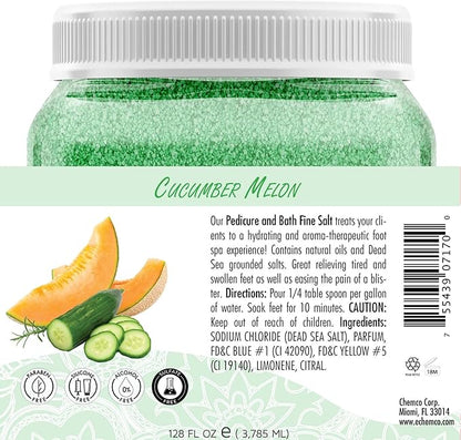 SPA REDI - Detox Foot Soak Pedicure and Bath Fine Salt, Cucumber and Melon, 128 Oz - Made with Dead Sea Salts, Argan Oil, Coconut Oil, and Essential Oil - Hydrates, Softens and Moisturizes