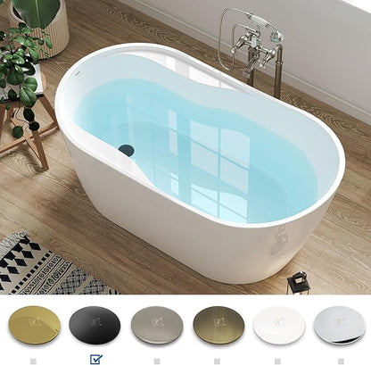 FerdY Lana'i 60" Freestanding Bathtub, Gracefully Shaped Freestanding Soaking tub, cUPC Certified, Matte Black Drain Assembly Included
