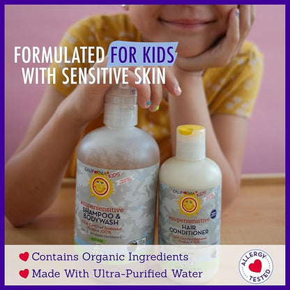 California Kids Shampoo + Kids Body Wash 2-in-1 | Super Sensitive (Unscented) | Gentle Skin Care | 100% Plant-Based | Hypoallergenic | 19 oz.