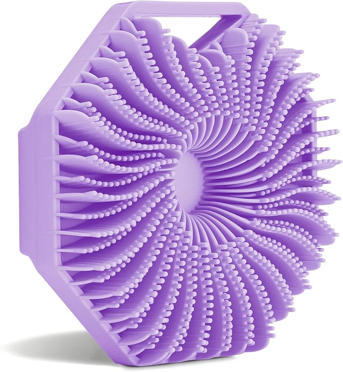 Sud Scrub® Antimicrobial Silicone Body Scrubber, Exfoliating Body Scrubber for Sensitive Skin, Eco Friendly Shower Scrubber for Body, Silicone Body Brush for Showering, Purple