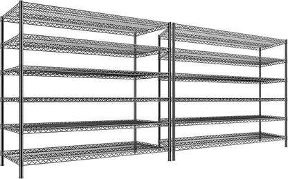 REIBII 83"H Storage Shelves 3840LBS Metal Shelving Unit Garage Shelving Heavy Duty 6 Tier Commercial Adjustable Wire Shelving for Storage Rack for Pantry, Garage, Kitchen, 83"H x 55.5"W x 18"D, 2PCS