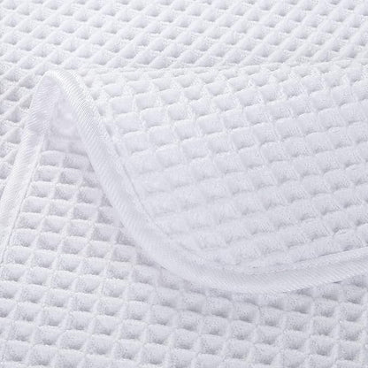 POLYTE 430 GSM Microfiber Lint Free Washcloth Face Towel, 13 x 13 in, 4 Pack (Waffle Weave)