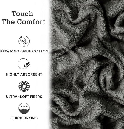 Casa Lino Face Towels & Body Wash Cloths for Showering - 100% Cotton Wash Cloths for Bathroom - Highly Absorbent & Quick Drying Washcloth Set - Cotton Washcloths 24 Pack (12" x 12") - (Silver Grey)