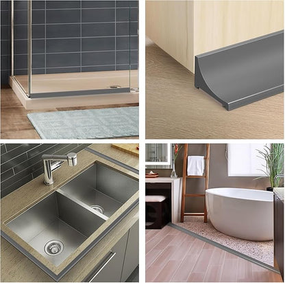 67Inch Shower Threshold Water Dam, Self-Adhesive Silicone Shower Barrier Water Stopper Shower Door Bottom Seal Strip Shower Splash Guard for Bathroom Kitchen Bathtub