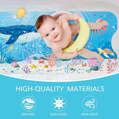 SHUCHING Baby Bath Mat for Tub Non Slip-40 X 16 Inch, Extra Long Kids Bathtub Mat Non Slip, Toddler Shower Mat for Bathroom, Whale