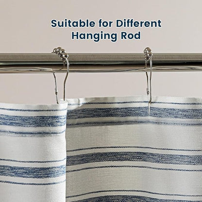 SLEEP ZONE Shower Curtain Liner, Waffle Shower Curtains for Bathroom, Heavy Duty Thick Fabric Shower Curtains - 285GSM Luxury Weighted Polyester Bath Curtain, 72" × 72" (Blue)