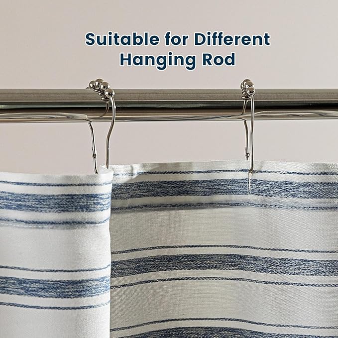 SLEEP ZONE Shower Curtain Liner, Waffle Shower Curtains for Bathroom, Heavy Duty Thick Fabric Shower Curtains - 285GSM Luxury Weighted Polyester Bath Curtain, 72" × 98" (Blue)