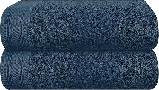 Cotton 2 Pack Oversized Bath Towel Set 28x55 inches, Large Bath Towels, Ultra Absorbant Compact Quickdry & Lightweight Towel, Ideal for Gym Travel Camp Pool - Mineral Blue