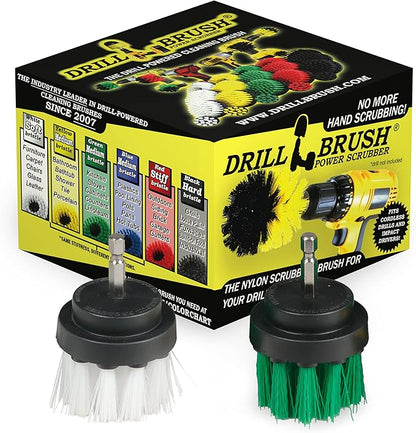 Drill Brush - Grout Cleaner - 2-inch Diameter Round Spin Brush Set - Kitchen Accessories - Scrub Stove, Oven, Sink, Tile - Carpet Cleaner - Leather, Upholstery, Fabric - Wheel Brush - Glass Cleaner