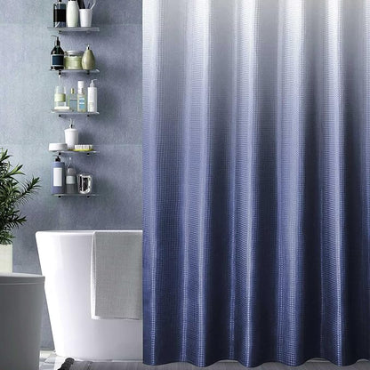 Gibelle Waffle Weave Ombre Fabric Shower Curtain Navy Blue Bathroom Decor Accessories Set with Hooks, Water Repellent and Machine Washable, 72 x 72