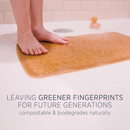 HEVEA Baby & Toddler Bath Mat - 100% Natural Rubber Non Slip Bathtub Mat for Baby - Upcycled, Danish Design - Safe & Sustainable Bathroom Essential (Natural)